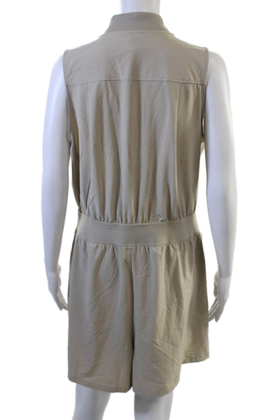 Athleta Women Jumpsuit Romper Sleeveless Mock Neck Beige Size 12