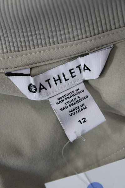Athleta Women Jumpsuit Romper Sleeveless Mock Neck Beige Size 12