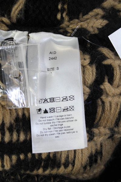 Ganni Unisex Pullover Sweater Beige Animal Print Wool-Alpaca Size S