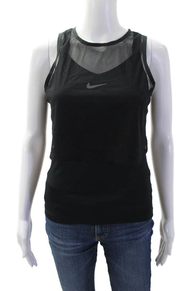 Nike Women Cropped Tank Black Sleeveless Crew Neck Sports Size S