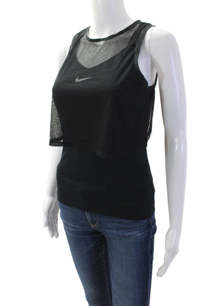 Nike Women Cropped Tank Black Sleeveless Crew Neck Sports Size S
