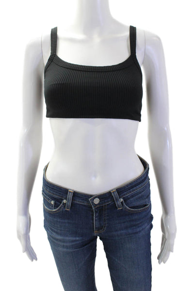 Year Of Ours Womens Solid Ribbed Activewear Bra Black Size XS