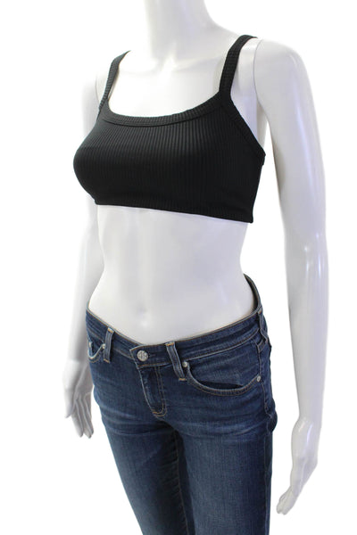 Year Of Ours Womens Solid Ribbed Activewear Bra Black Size XS