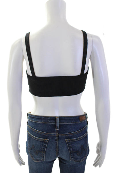Year Of Ours Womens Solid Ribbed Activewear Bra Black Size XS