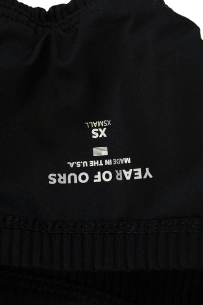 Year Of Ours Womens Solid Ribbed Activewear Bra Black Size XS