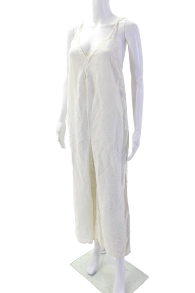 NSF Women White V-Neck Sleeveless 100% Cotton Jumpsuit Size PP