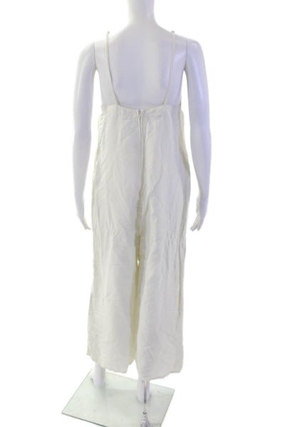 NSF Women White V-Neck Sleeveless 100% Cotton Jumpsuit Size PP
