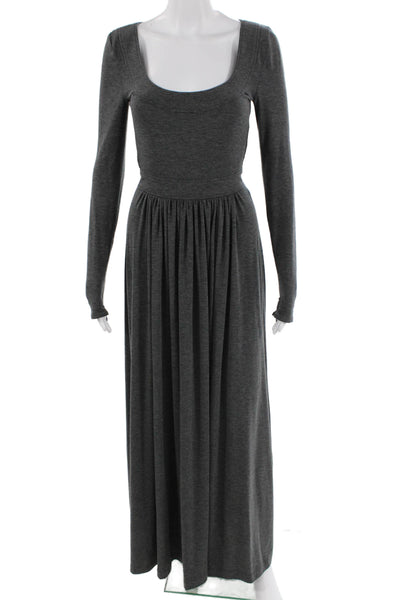 G. Women Maxi Dress Dark Gray Square Neck Long Sleeve Size 0