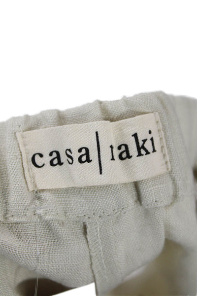 Designer Unisex Cargo Shorts Beige GOTS Organic Linen Zip Size XS