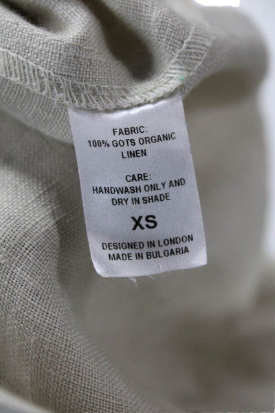 Designer Unisex Cargo Shorts Beige GOTS Organic Linen Zip Size XS