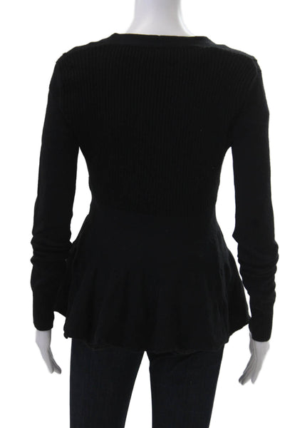 Free People Women Cardigan Black V-Neck Button Cotton Size XS