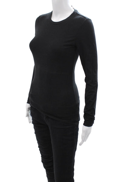 Theory Women Black Basic Long Sleeve Crew Neck T-Shirt Size PP