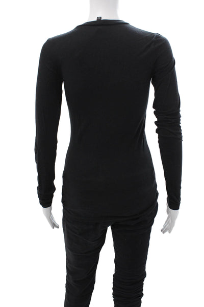Theory Women Black Basic Long Sleeve Crew Neck T-Shirt Size PP