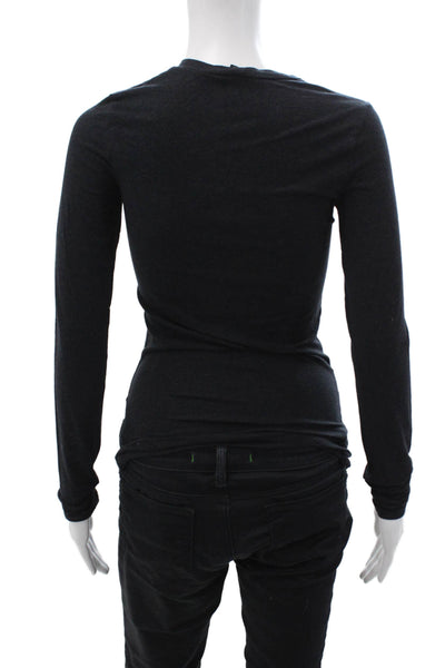 Theory Womens Basic Black Crew Neck Long Sleeve T-Shirt Size PP