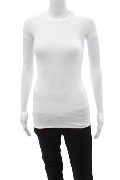 Theory Women Basic White T-Shirt Short Sleeve Crew Neck Size PP