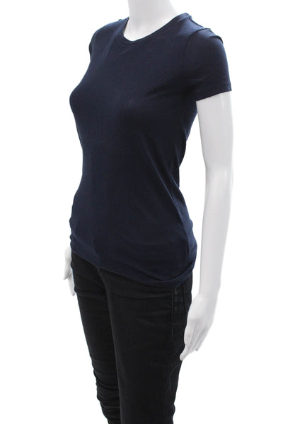 J Crew Womens Basic Dark Blue Crew Neck Cotton T-Shirt Short Sleeve Size 2XS