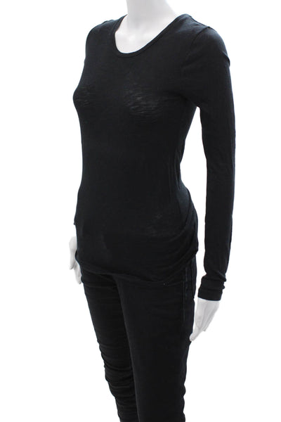 J Crew Womens Black Jersey Crew Neck Long Sleeve T-Shirt Size 2XS