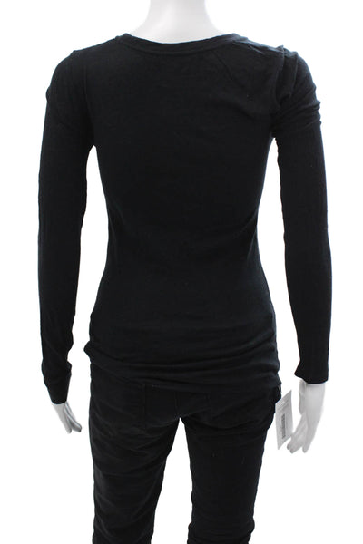 J Crew Womens Black Jersey Crew Neck Long Sleeve T-Shirt Size 2XS