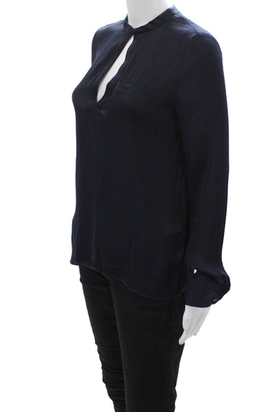Zara Trafaluc Women Dark Blue High Neck Long Sleeve Blouse Size XS