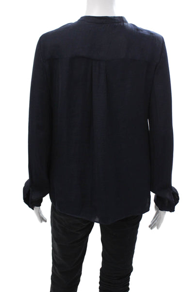 Zara Trafaluc Women Dark Blue High Neck Long Sleeve Blouse Size XS