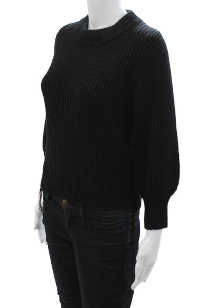 Designer Women Pullover Sweater Black Mock Neck Long Sleeve Size XS