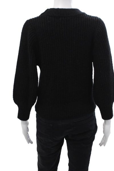 Designer Women Pullover Sweater Black Mock Neck Long Sleeve Size XS