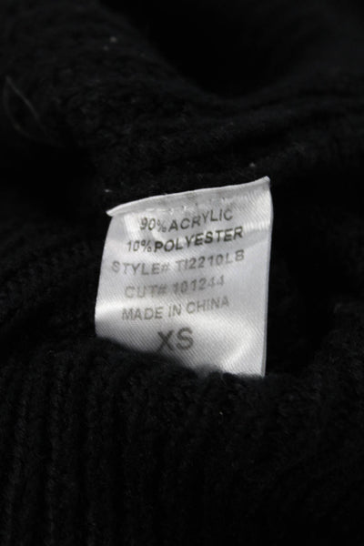 Designer Women Pullover Sweater Black Mock Neck Long Sleeve Size XS