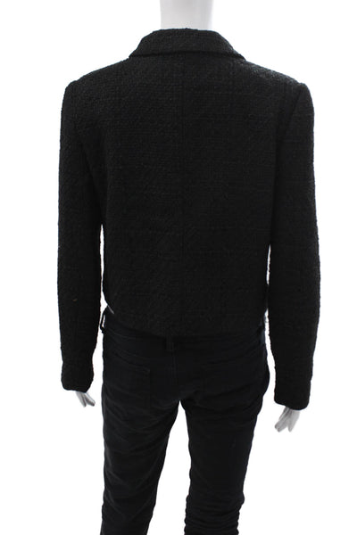 Hilary Radley Womens Classic Collared Black Button Jacket Petites Size S