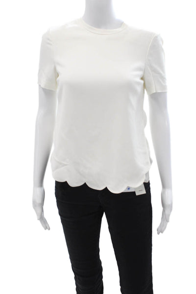 A.L.C. Womens White Crew Neck Short Sleeve Blouse Size 0