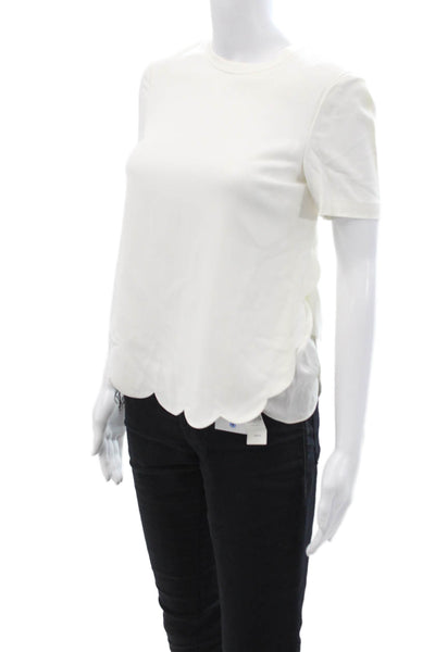 A.L.C. Womens White Crew Neck Short Sleeve Blouse Size 0