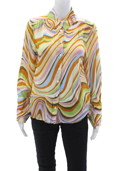 Song Of Style Womens Multi-Color Collared Button-Up Long Sleeve Blouse Size XS