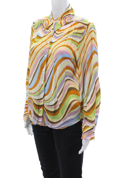 Song Of Style Womens Multi-Color Collared Button-Up Long Sleeve Blouse Size XS