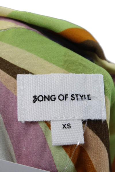Song Of Style Womens Multi-Color Collared Button-Up Long Sleeve Blouse Size XS