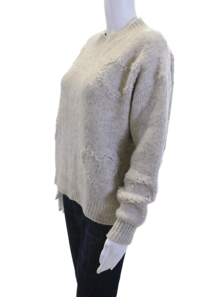 FRNCH Women Beige Pullover Sweater Heart Crew Neck Size S
