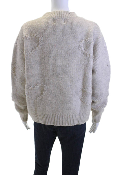 FRNCH Women Beige Pullover Sweater Heart Crew Neck Size S