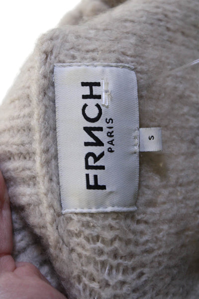 FRNCH Women Beige Pullover Sweater Heart Crew Neck Size S