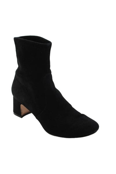 Stuart Weitzman Womens Suede Pull On Ankle Boots Black Size 6.5 Medium