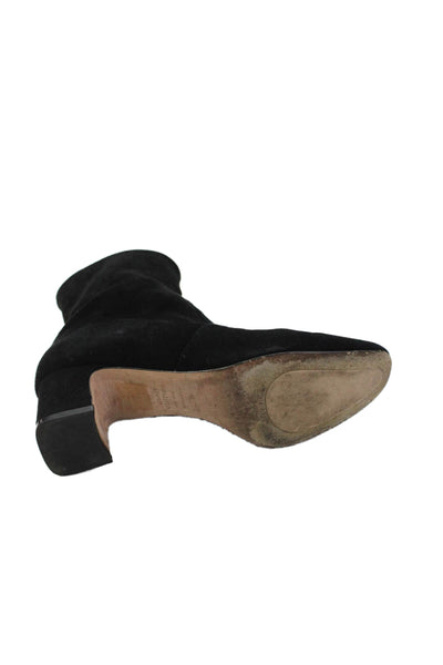 Stuart Weitzman Womens Suede Pull On Ankle Boots Black Size 6.5 Medium