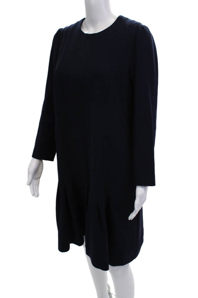 Lela Rose Women Shift Sweater Dress Dark Blue Long Sleeve Round Neck Size 12
