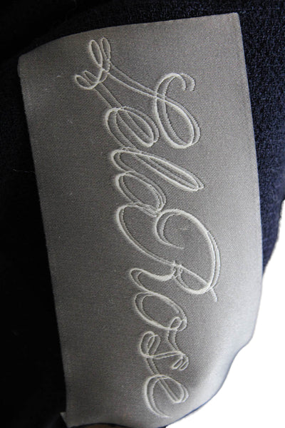 Lela Rose Women Shift Sweater Dress Dark Blue Long Sleeve Round Neck Size 12