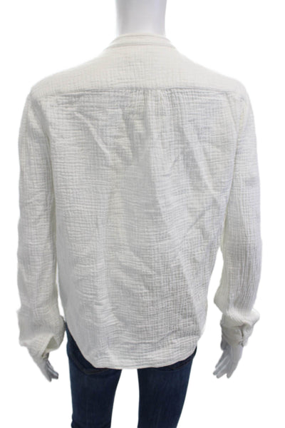 Rag & Bone Women Button-Up Blouse White Mock Neck Long Sleeve Cotton Size XS