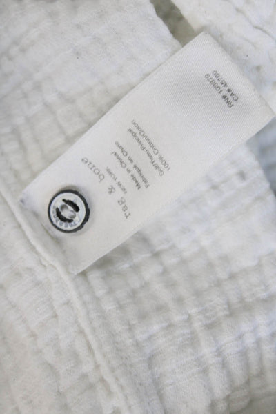 Rag & Bone Women Button-Up Blouse White Mock Neck Long Sleeve Cotton Size XS