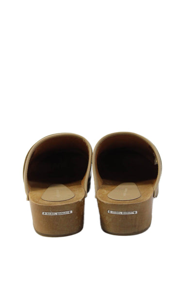 Isabel Marant Womens Leather Slip-On Minimal Sabots Clogs Beige Size 6