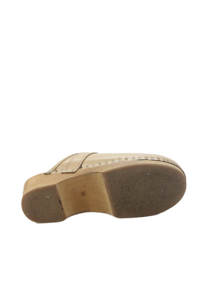 Isabel Marant Womens Leather Slip-On Minimal Sabots Clogs Beige Size 6