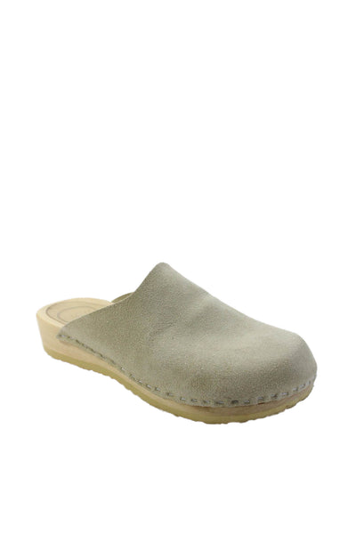 No 6 Womens Suede Contour Flat Base Slip-On Clogs Beige Size 6