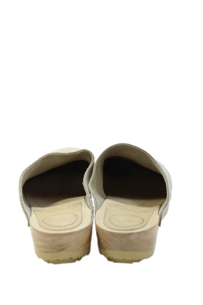 No 6 Womens Suede Contour Flat Base Slip-On Clogs Beige Size 6