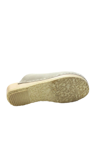 No 6 Womens Suede Contour Flat Base Slip-On Clogs Beige Size 6