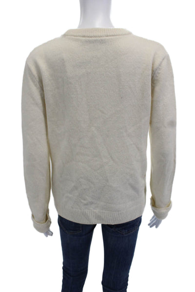 Zara Womens Pullover Crew Neck Cashmere-Wool Sweater Beige Long Sleeve Size S