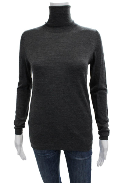 Zara Knit Mens Pullover Sweater Dark Gray 100% Merino Turtleneck Size S
