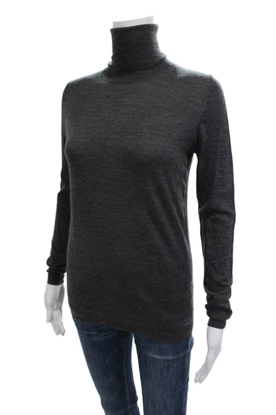Zara Knit Mens Pullover Sweater Dark Gray 100% Merino Turtleneck Size S